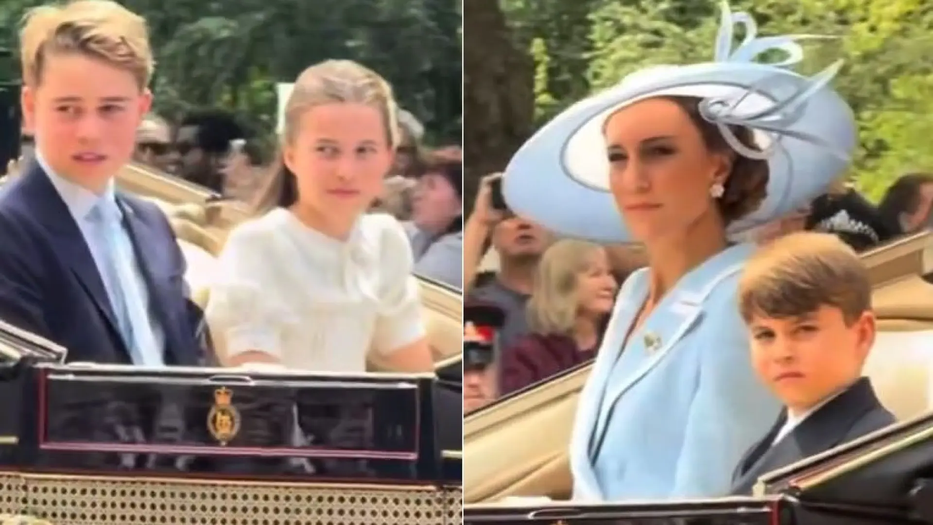 Las miradas de Kate Middleton y sus hijos ante abucheos antimonárquicos en Londres este sábado