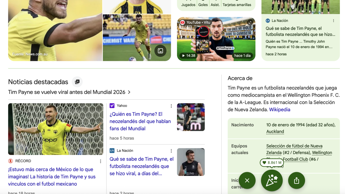 El "Efecto Payne" llega a Google: El buscador rinde tributo al neozelandés