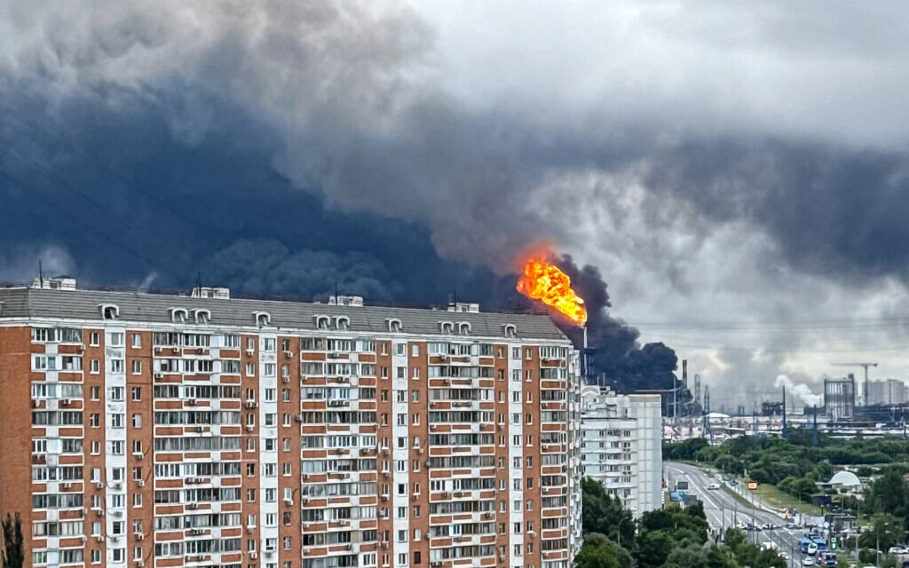 Moscow oil refinery set ablaze as Ukraine launches massive drone attack