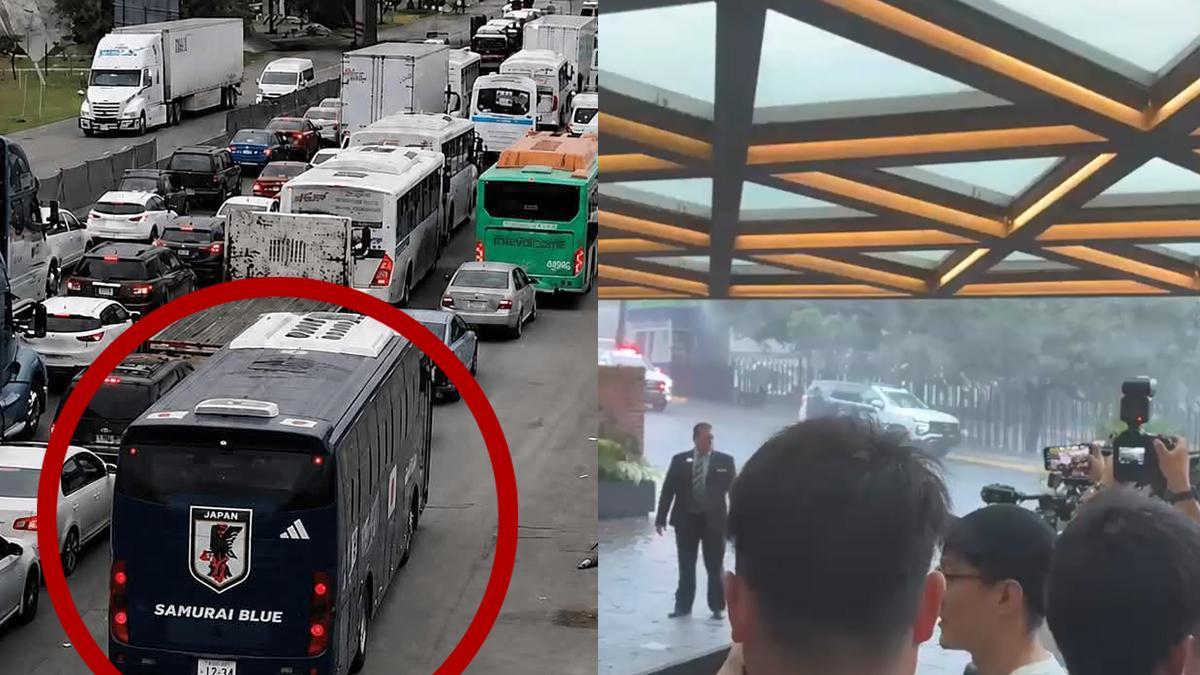 Japón es recibido en Monterrey con tráfico y lluvia torrencial
