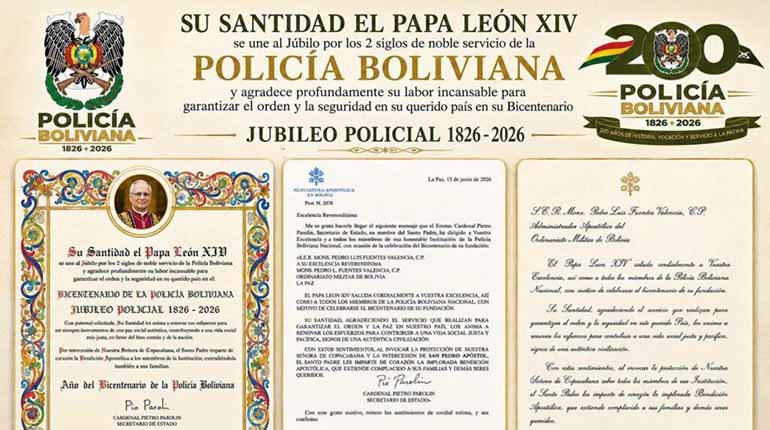 El Papa León XIV bendice a la Policía Boliviana y reconoce su labor por la paz