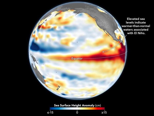 Fenómeno de El Niño continúa intensificándose, según estas imágenes satelitales de la NASA