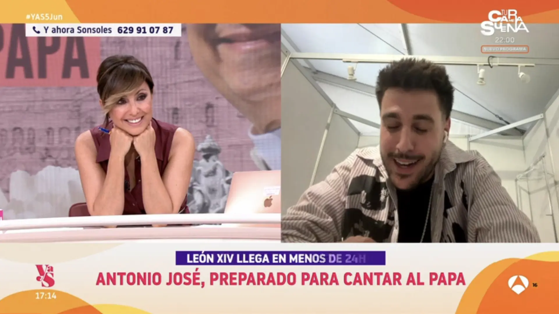 Antonio José canta a León XIV: "Me tiene muy contento porque soy muy creyente"