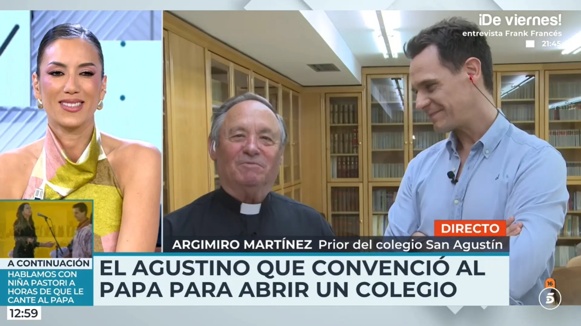 Patricia Pardo y Christian Gálvez piden al prior del Colegio San Agustín algún detalle para "hacerle un guiño al Papa"