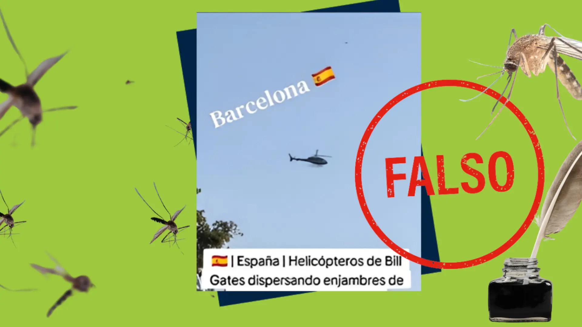 Este vídeo no muestra al helicópteros de Bill Gates "dispersando enjambres de mosquitos sobre Barcelona"