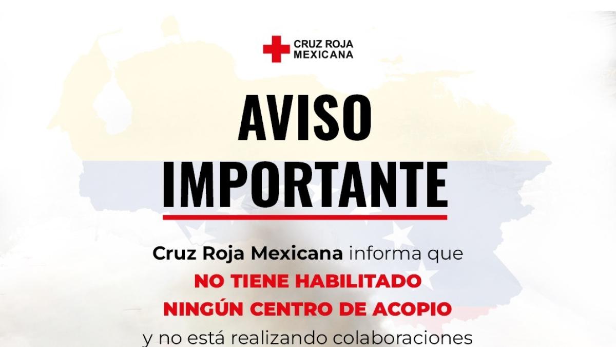 Cruz Roja Mexicana no recibe ayuda en especie para Venezuela; sólo donativos bancarios