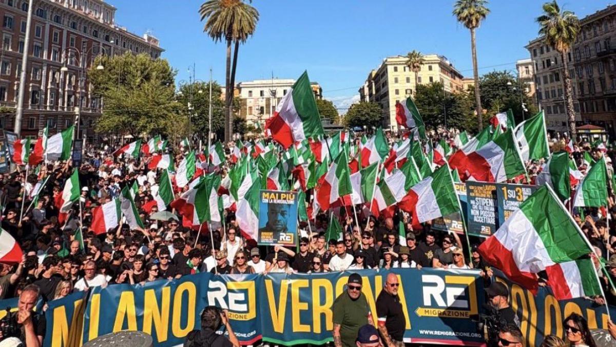 Miles de ultraderechistas marchan en Roma para exigir expulsiones masivas de migrantes