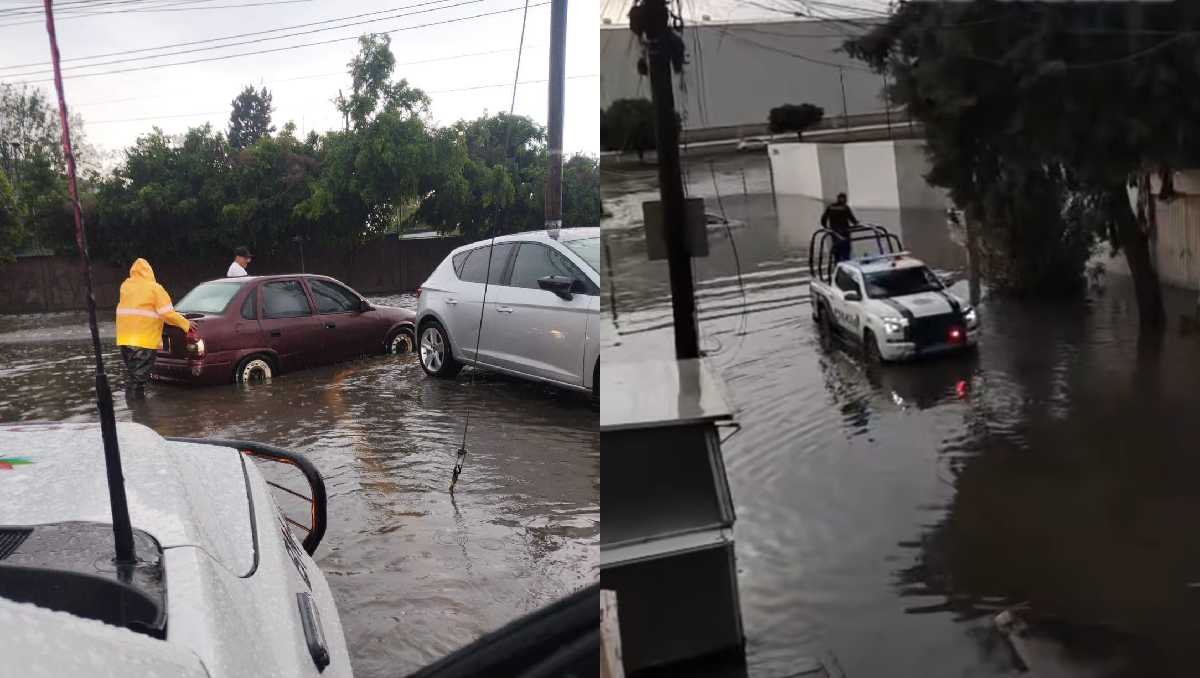 Inundaciones arrasan con auto y tianguis en Tlalnepantla, Edomex