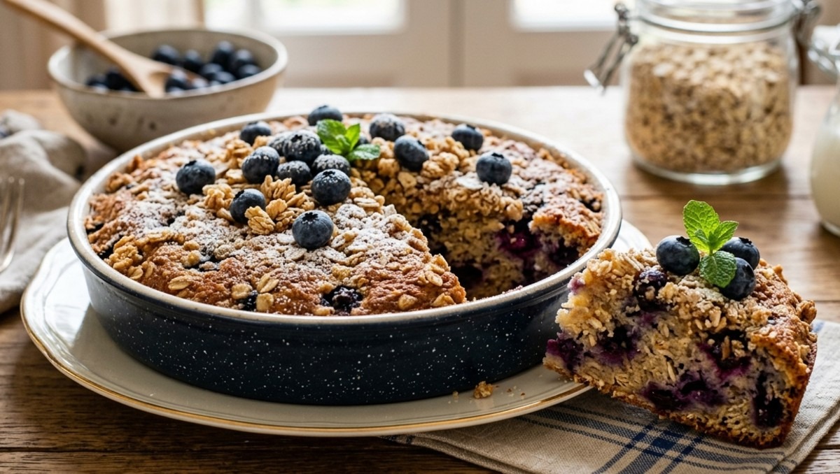 Pastel de avena y arándanos: Receta fácil sin horno