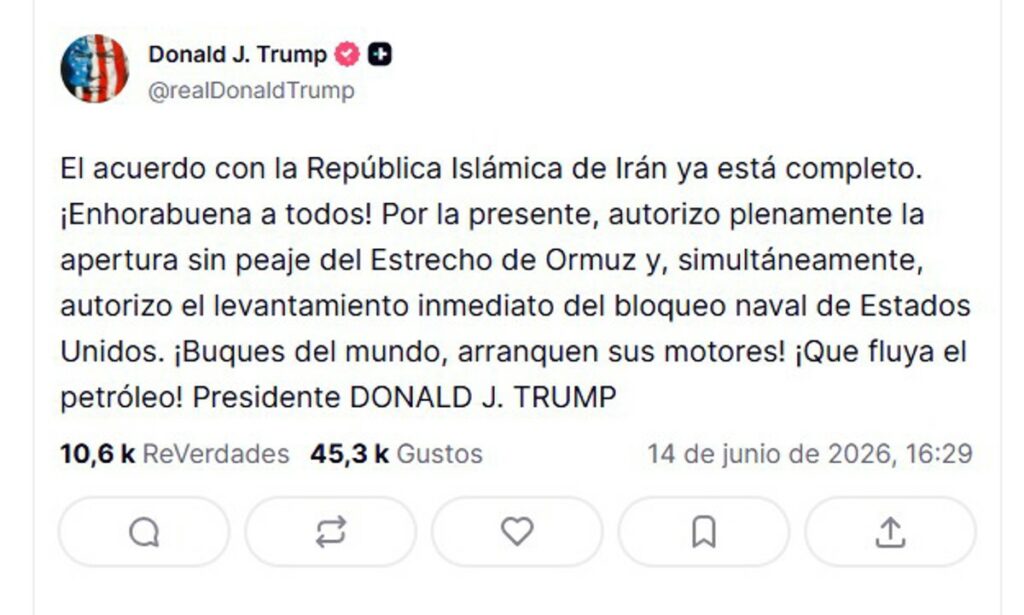 Estados Unidos e Irán anuncian acuerdo de paz tras más de 100 días de guerra y reabrirán el estrecho de Ormuz