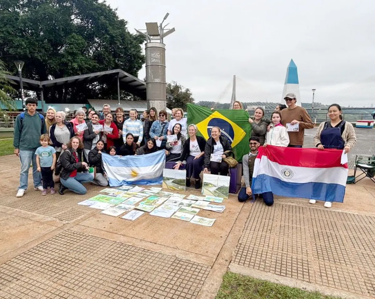 Colorearon el Hito de las Tres fronteras con la 1º edición del Plein aire internacional
