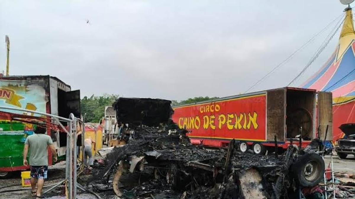Se incendia casa rodante del Circo Chino de Pekín en Tuxtla Gutiérrez
