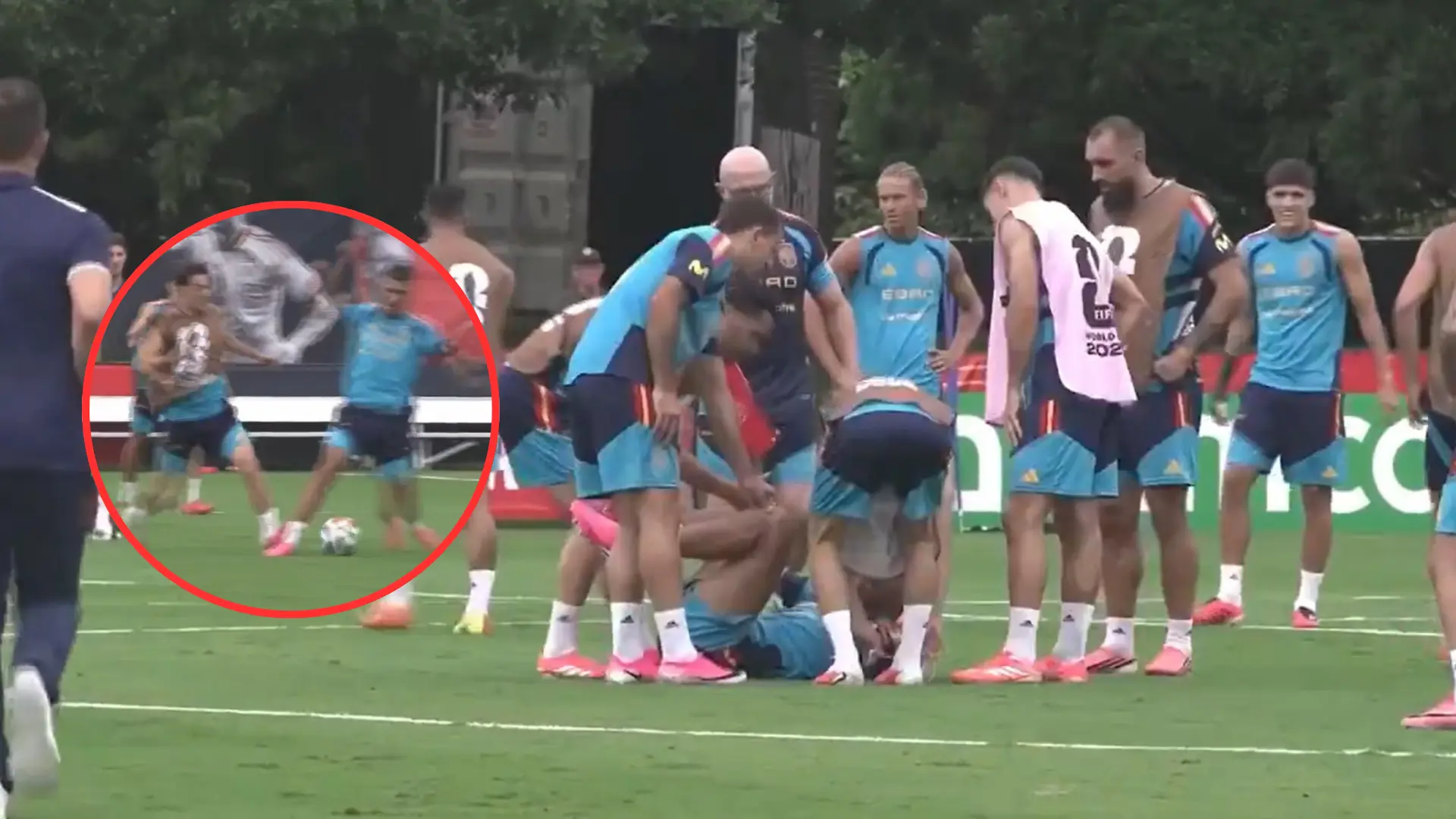 La brutal entrada de Gavi a Rodri en el entrenamiento de la selección española que casi le deja sin Mundial