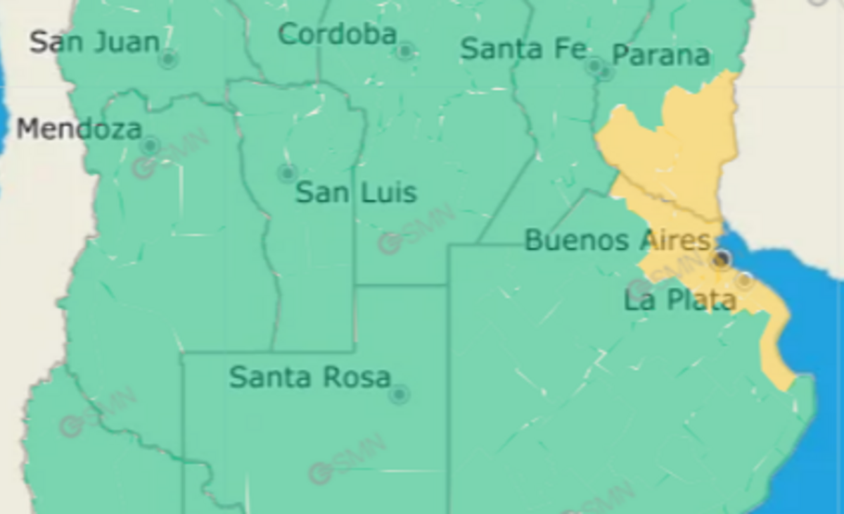 El SMN indicó alerta meteorológica por lluvias