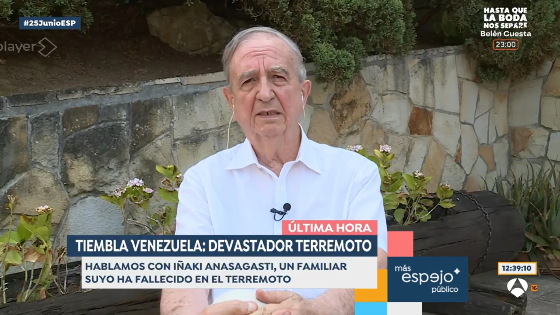 Anasagasti confirma a 'Espejo Público' la muerte de una familiar suya en los terremotos de Venezuela: "Era una prima de mi mujer"