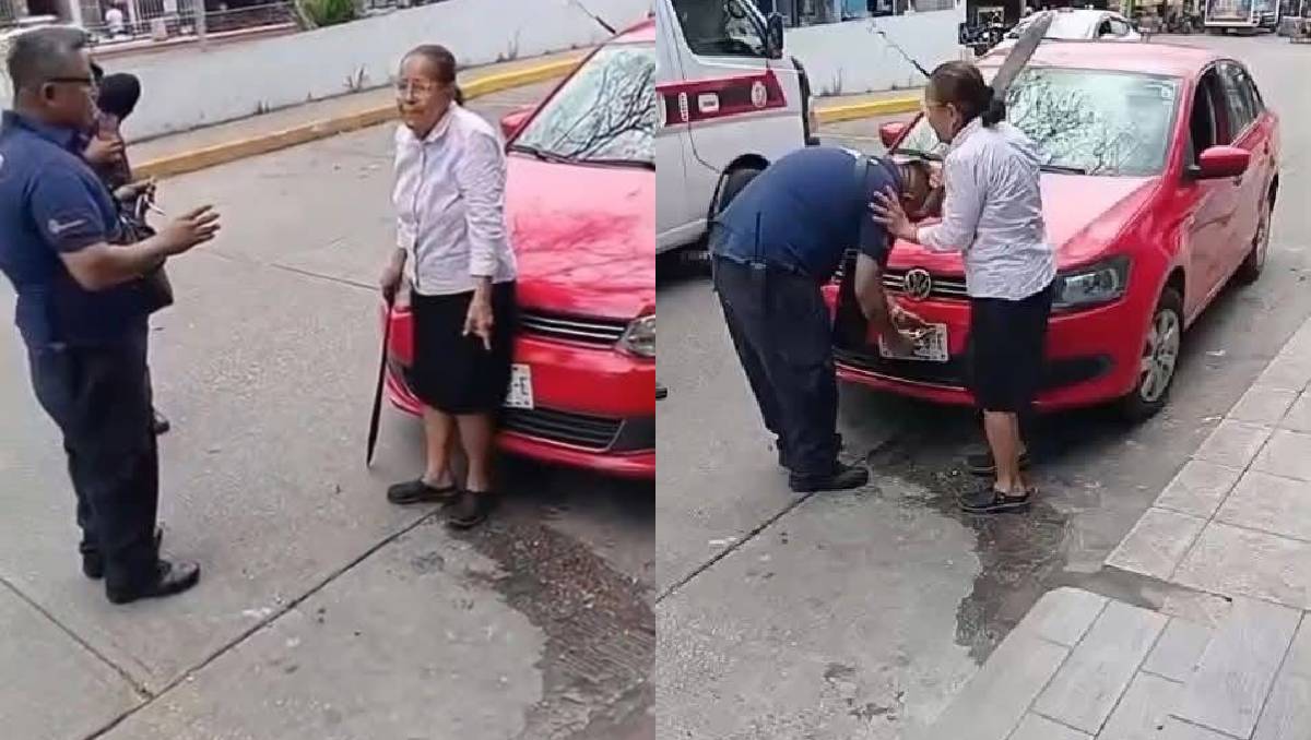 Mujer de la tercera edad ahuyenta a policías viales en Chiapas
