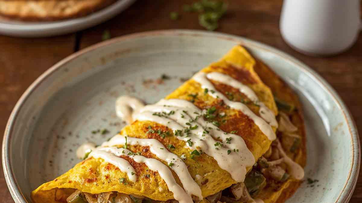 Omelette poblano con salsa cremosa y mucho queso, ¡el rey del brunch!