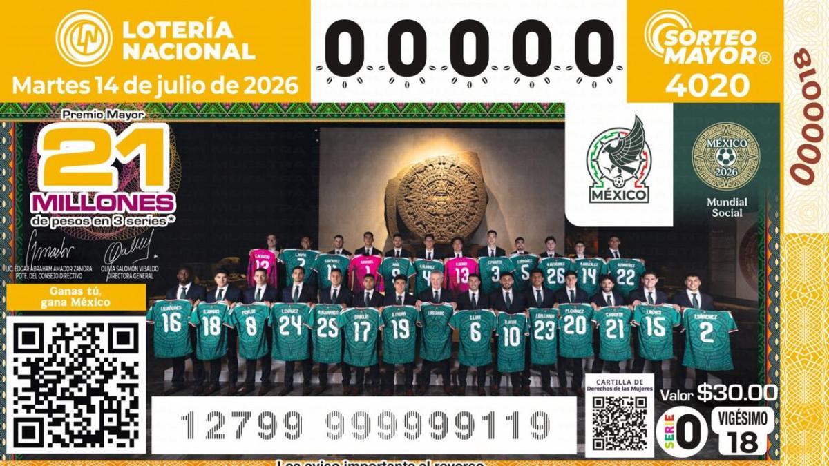 Lanza Lotería Nacional billete conmemorativo de la Selección Mexicana para el Sorteo Mayor