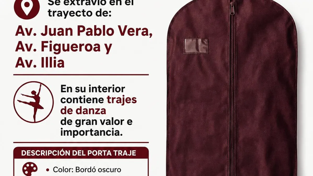 Integrante de ballet catamarqueño busca recuperar su porta trajes tras caer del baúl de un auto
