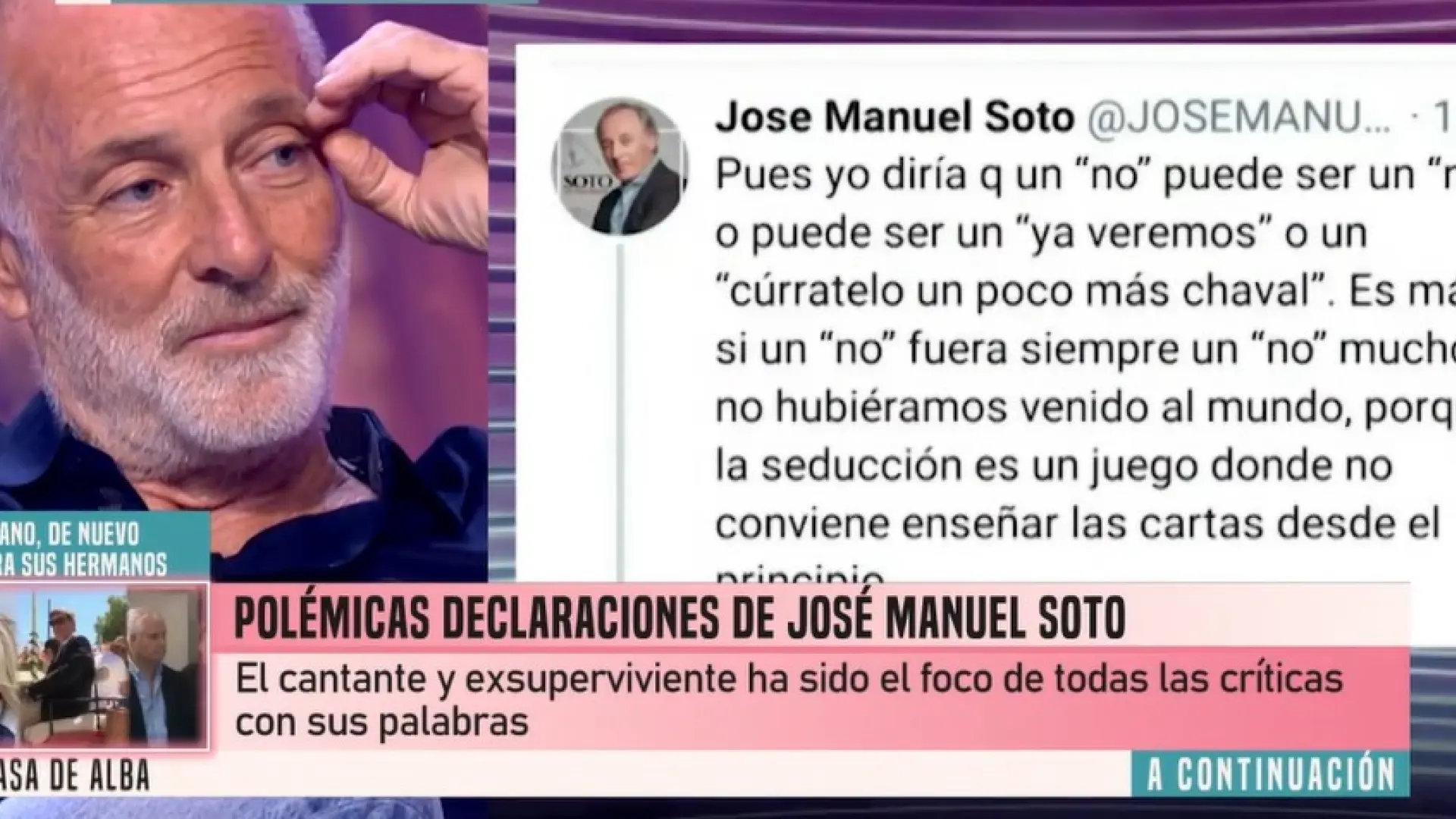 José Manuel Soto, sobre el consentimiento: "Hay veces que una mujer te dice que 'no' y al día siguiente que 'sí'"