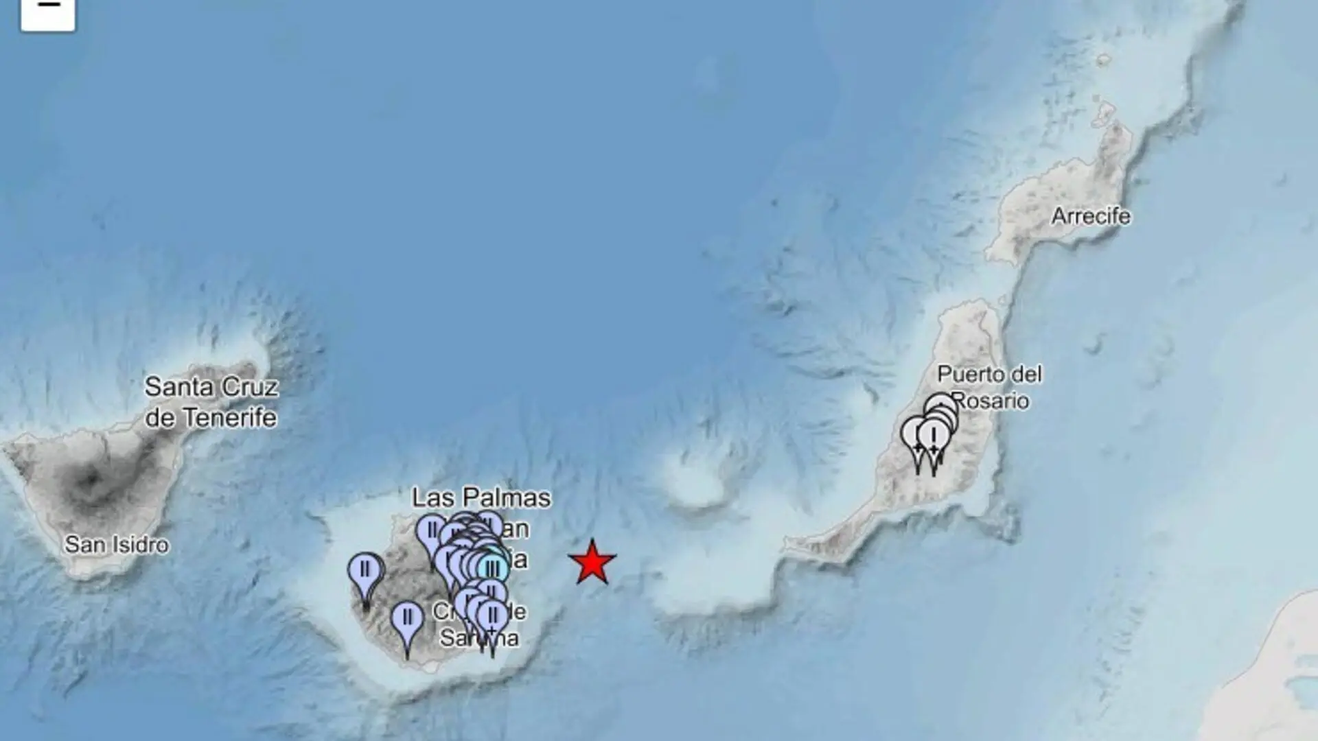 Registrado un terremoto de magnitud 3,9 al este de Gran Canaria que también se siente en Fuerteventura