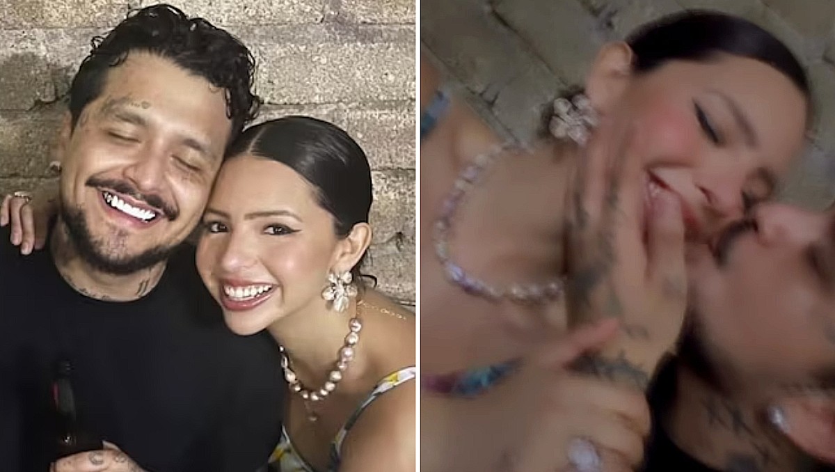 Ángela Aguilar presume romántico beso con Christian Nodal