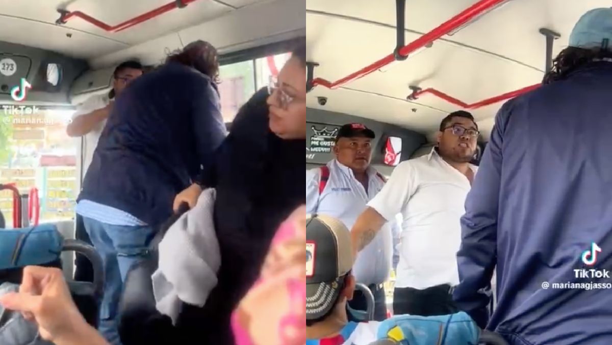 Captan en video pelea entre chofer de autobús y pasajero en Edomex