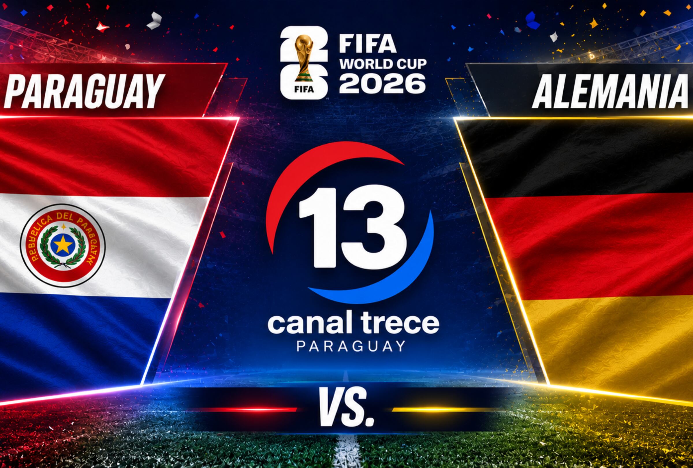 📽️ Ver Trece (Canal 13) EN VIVO - Transmisión Paraguay vs. Alemania GRATIS por señal abierta