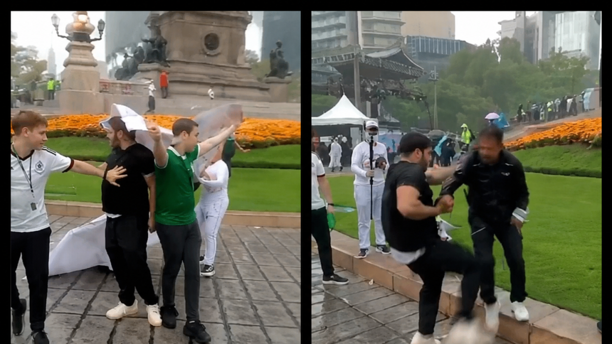 ¡VIDEO polémico! Aficionados usan lona de personas desaparecidas para cubrirse de la lluvia
