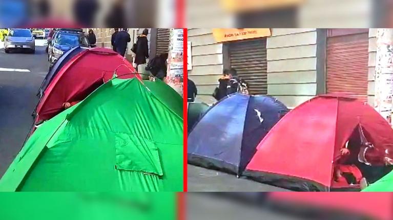 Choferes hacen fila y acampan en carpas a la espera de gasolina en los surtidores de La Paz
