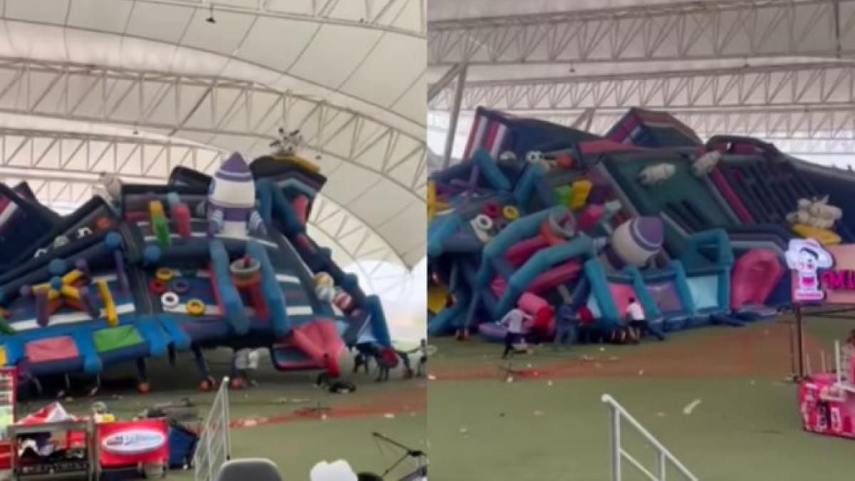 Fuertes ráfagas de viento elevan inflable en Coahuila; hay 10 niños lesionados