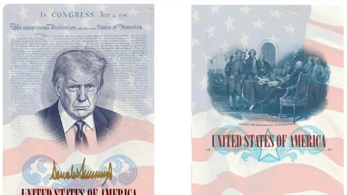Trump presenta el nuevo pasaporte de EU con su foto y lanza advertencia