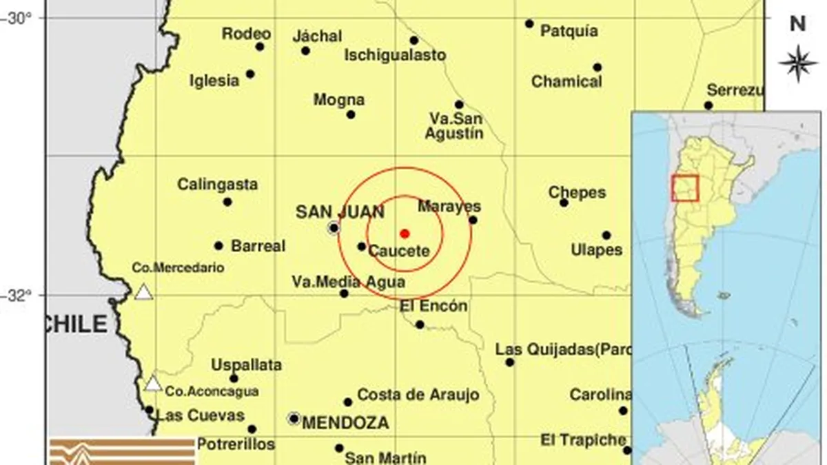 Un sismo de magnitud 4,3 sacudió la madrugada de San Juan