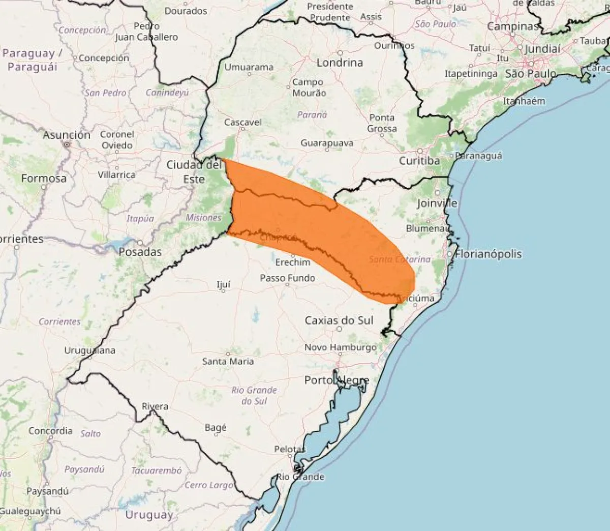 Alerta en la costa del río Uruguay: intensas lluvias en el sur de Brasil mantienen en vigilancia a Misiones