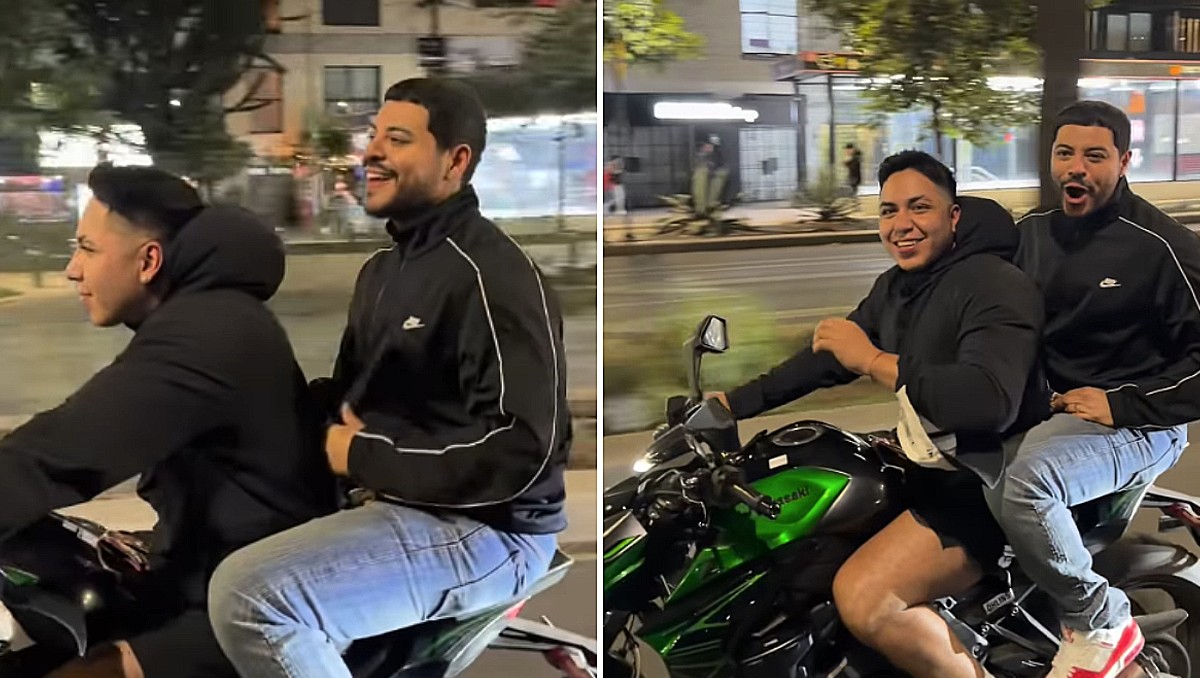 Critican a Eduin Caz por viajar en moto sin casco