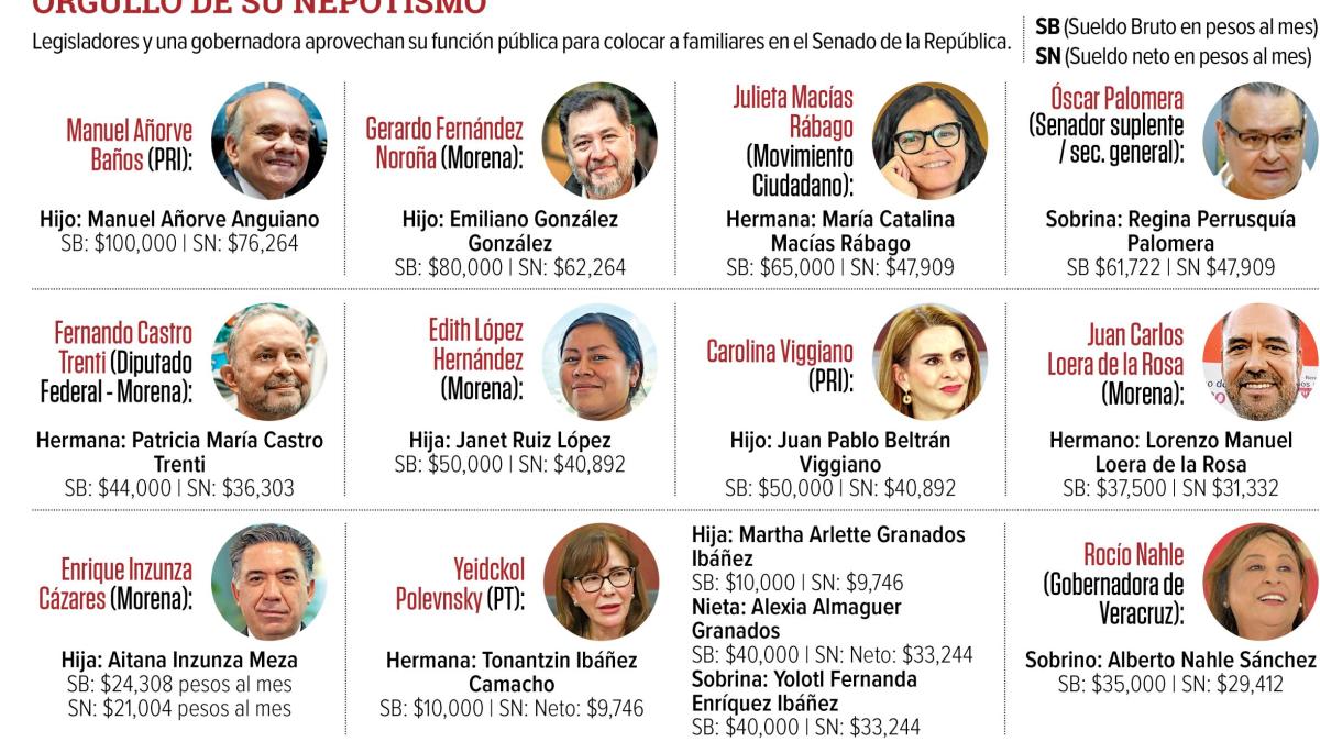 El Senado gasta 8.3 mdp al año en sueldos para familiares de legisladores