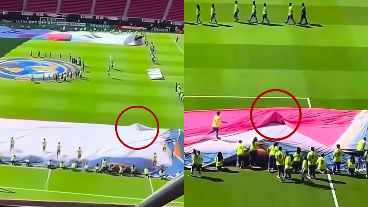 Voluntario se queda envuelto en la bandera del protocolo