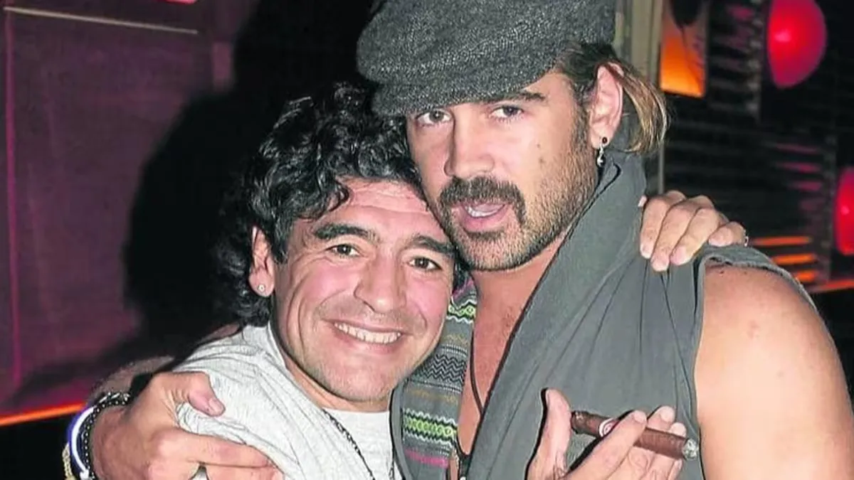 El actor Colin Farrell recordó su beso con Diego Maradona