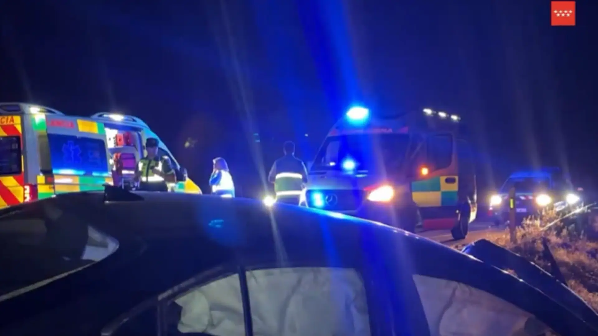 Un muerto y siete heridos en dos accidentes casi simultáneos en Madrid