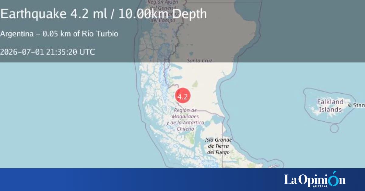 Tembló en Santa Cruz: reportan un sismo de magnitud 4.2 cerca de Río Turbio y otro en las Islas Sandwich del Sur
