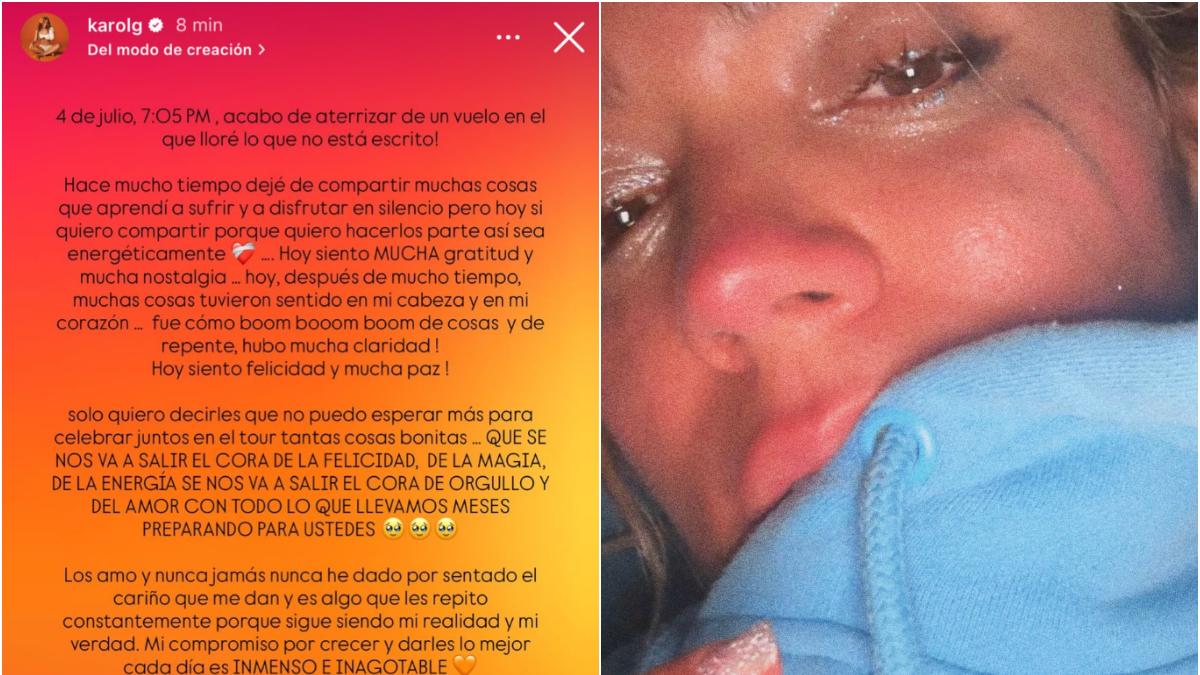 Karol G rompe en llanto y publica inesperado mensaje que preocupa a sus fans