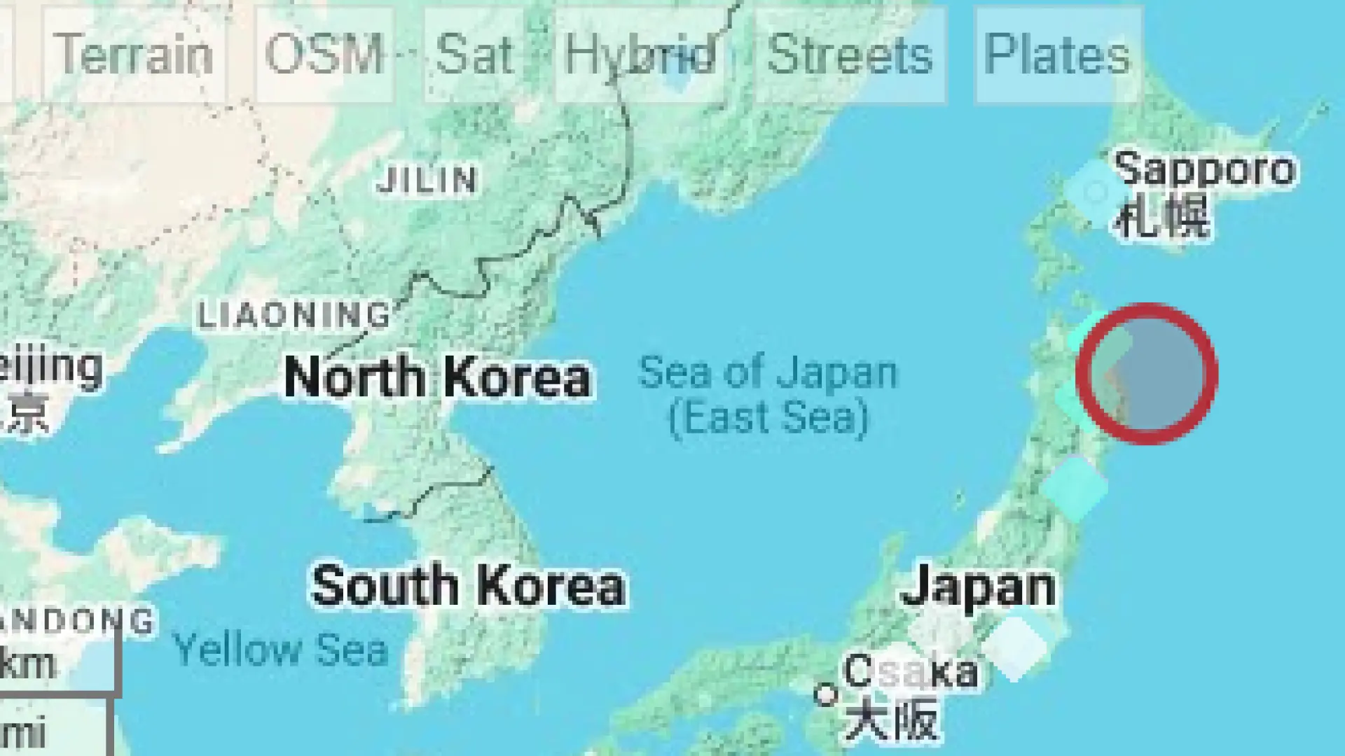 Registrado un terremoto de magnitud 6 en el noreste de Japón
