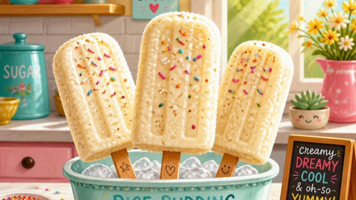 Cremosas paletas heladas de arroz con leche al estilo de La Michoacana