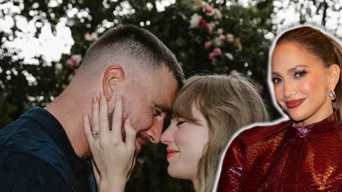 JLo deslumbró con un elegante vestido negro en la boda de Taylor Swift y Travis Kelce