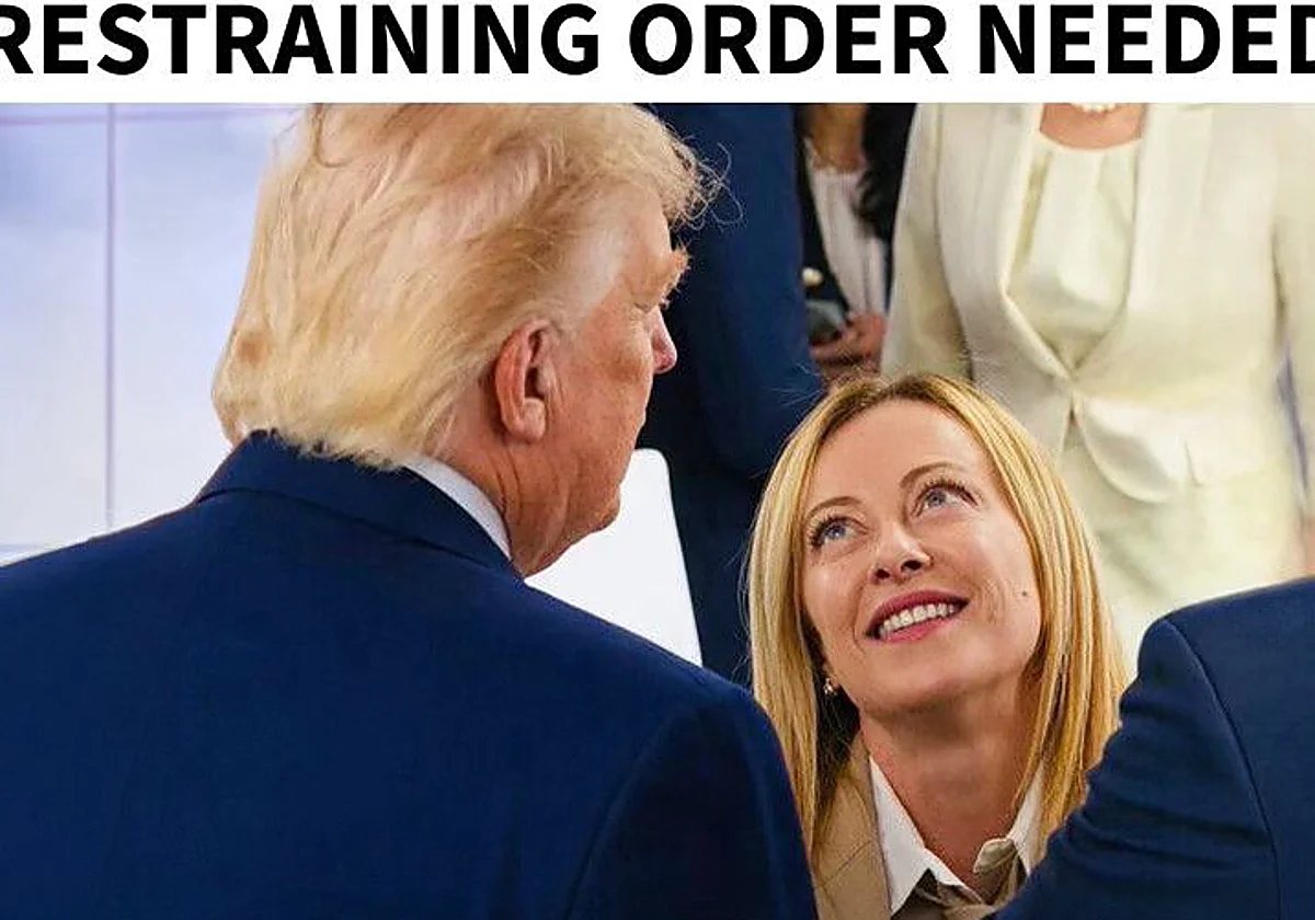 Trump calienta la cumbre de la OTAN burlándose de los ojitos que le pone Meloni: «Hace falta una orden de alejamiento»