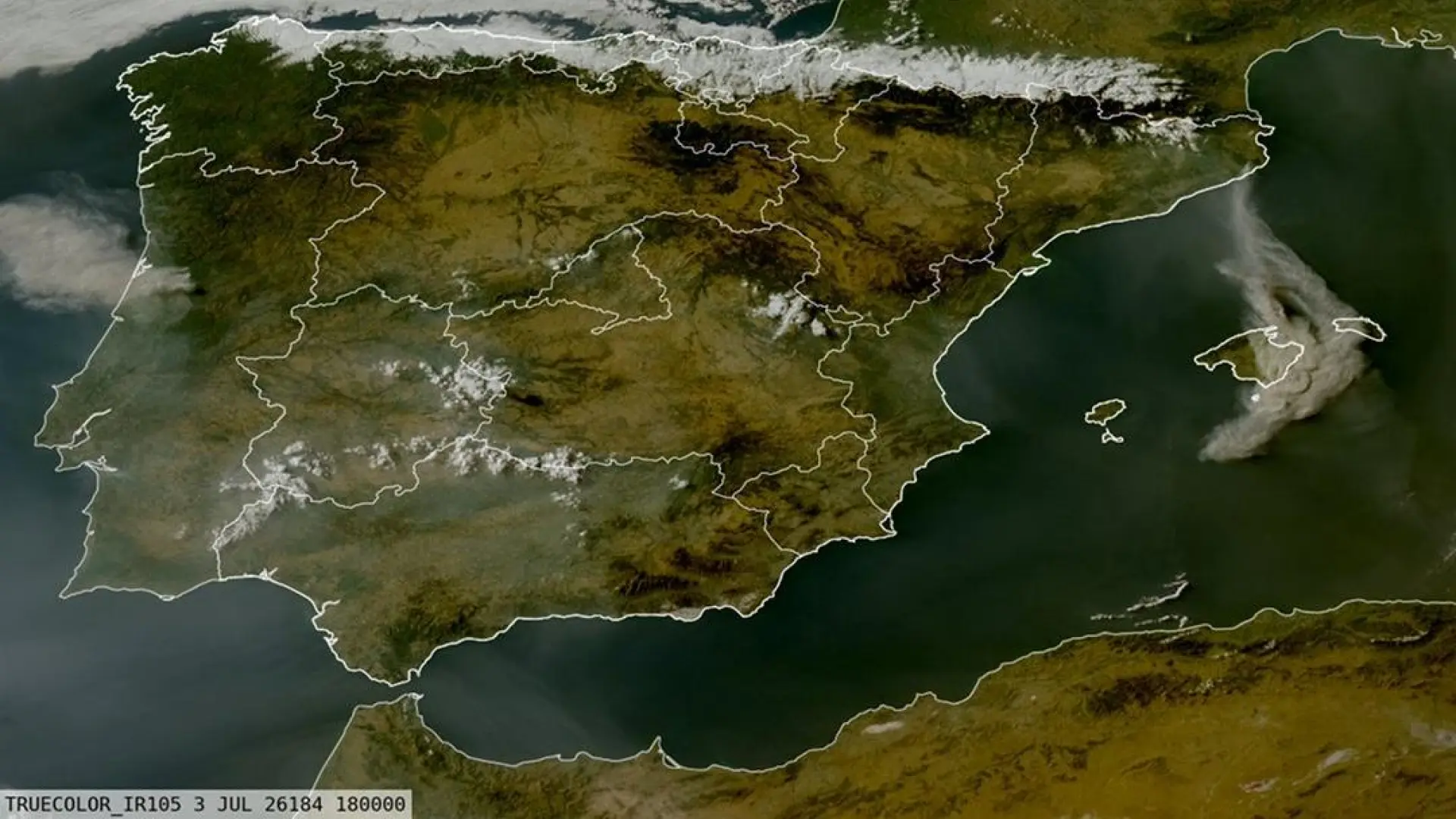Una columna de humo vista desde el espacio: la Aemet muestra cómo se ve el incendio de Girona