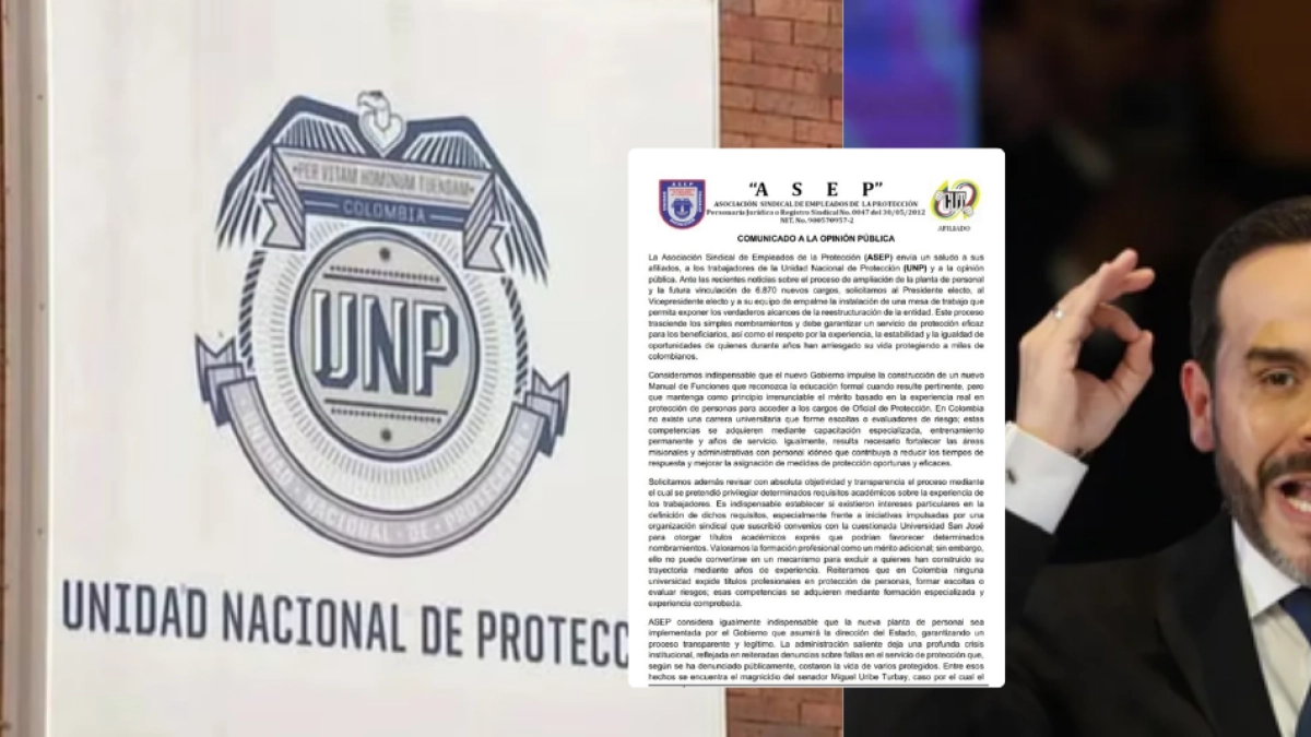 Sindicato de la UNP pide a empalme de Abelardo De la Espriella revisar vinculación de más de 6.000 nuevos cargos
