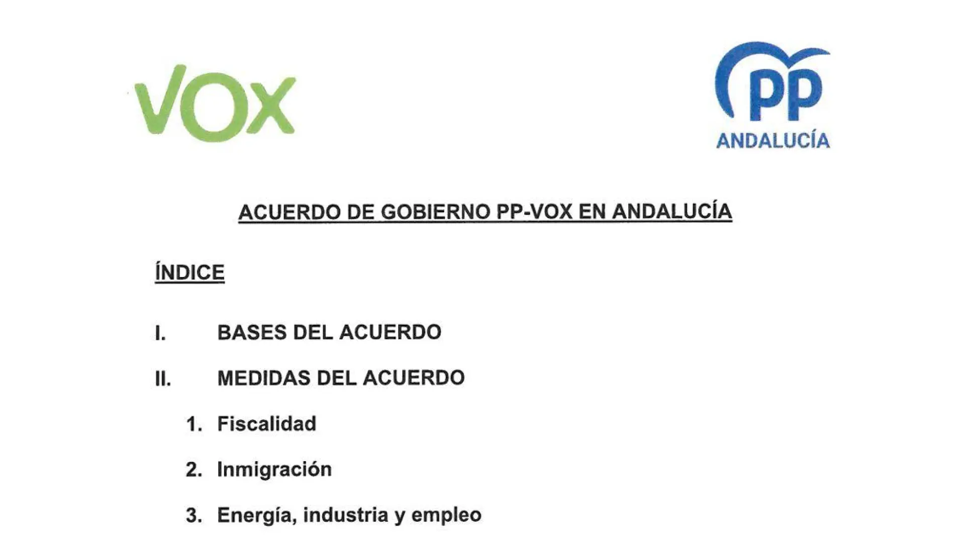Lee el documento íntegro del acuerdo entre PP y Vox para investir a Juanma Moreno como presidente de Andalucía